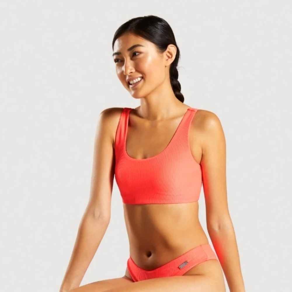 Gymshark NWT Ribbed Essence Bikini Top Fire Coral